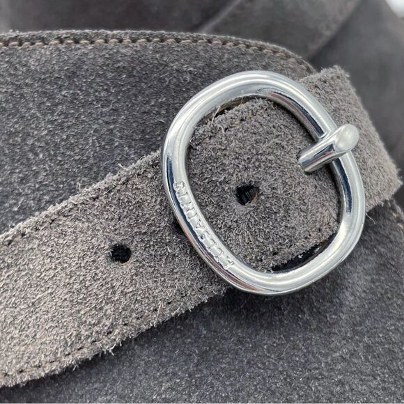 Allsaints Viv Pointed Toe Gray Suede Western Double Strap Bootie Size 40 | US 9 - Picture 4 of 16